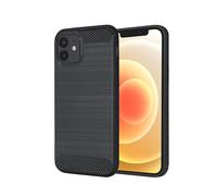 Casecious Compatible avec iPhone 12 en fibre de carbone TPU souple brossé Line Basic Coque arrière de téléphone (noir)