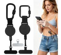 Casecond 2PCS Cordon Securite Téléphone Lanyard Rétractable en Acier Inoxydable - 70 cm Anti-Chute Anti-vol Mousqueton avec Verrouillage Coque Universelle pour Voyage Randonnée Pêche Ski Cyclisme