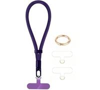 Casecond Chaîne de Téléphone Portable Lanyard Bande Bracelet Telephone Portable Cordon Courte Universelle Poignet Réglable Chaine Lanière avec 3 Patchs pour iPhone 16 Pro Max Porte-clés Clé Violet