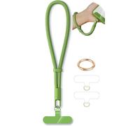 Casecond Chaîne de Téléphone Portable Lanyard Bande Bracelet Telephone Portable Cordon Courte Universelle Poignet Réglable Chaine Lanière avec 3 Patchs pour iPhone 16 Pro Max pour Porte-clés Clé Vert