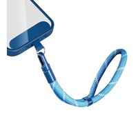 Casecond Chaîne de Téléphone Portable Lanyard Bande Bracelet Telephone Portable Cordon Courte Universelle Poignet Réglable Chaine Lanière avec Patch pour iPhone 17 Pro Max 16 Porte-clés leu-Blanc