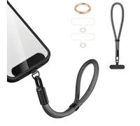 Casecond Chaîne de Téléphone Portable Lanyard Bande Bracelet Telephone Portable Cordon Courte Universelle Poignet Réglable Chaine Lanière avec 3 Patchs pour iPhone 16 Pro Max pour Porte-clés ris