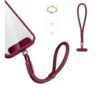 Casecond Chaîne de Téléphone Portable Lanyard Bande Bracelet Telephone Portable Cordon Courte Universelle Poignet Réglable Chaine Lanière avec 3 Patchs pour iPhone 16 Pro Max pour Porte-clés Clé Rouge