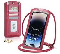 Casecond Petit Sac Sacs à Bandoulière Sac Téléphone Portable Femmes Mini Pochette Portefeuille Universelle pour iPhone 14 13 12 11 Pro Max Samsung Z Flip 4 3 5G S23 Ultra A53 Xiaomi Jusqu'à 7.3" Rouge