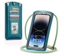 Casecond Petit Sac Sacs à Bandoulière Sac Téléphone Portable Femmes Mini Pochette Portefeuille Universelle pour iPhone 14 13 12 11 Pro Max Samsung Z Flip 4 3 5G S23 Ultra A54 Xiaomi Jusqu'à 7.3" Vert