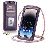 Casecond Petit Sac Sacs à Bandoulière Sac Téléphone Portable Femmes Mini Pochette Portefeuille Universelle pour iPhone 14 13 12 11 Pro Max Samsung Z Flip 4 5G S23 Ultra A54 Xiaomi Jusqu'à 7.3" Violet