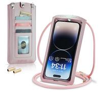 Casecond Petit Sac Sacs à Bandoulière Sac Téléphone Portable Femmes Mini Pochette Portefeuille Universelle pour iPhone 14 13 12 11 Pro Max Samsung Z Flip 4 3 5G S23 Ultra A53 Xiaomi Jusqu'à 7.3" Rose