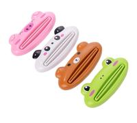 Casecover 4pcs Dentifrice Tube Squeezer Distributeur, Plastique Cartoon Animaux Dentifrice Clips pour Salle De Bains-Panda, Cochon, Grenouille, Ours (Random Style)