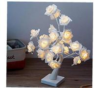 Casecover Led Blanche Rose Lampe De Table Rose Fleur Bureau Arbre Lampe De Chevet Chambre Veilleuse Lampe De Table Décoration D'intérieur Simulation Arbre