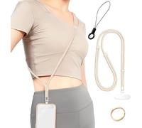 Casecret Cordon Telephone Portable Tour de Cou Longe Porte-clés Sangles | Universelle avec Patch Collier Réglables en Nylon pour iPhone 17 Pro 16 15 Samsung Sport, Voyage, Outdoor Homme Femme Chameau