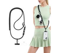 Casecret Cordon Telephone Portable Tour de Cou Universelle avec 2 Patches Mousqueton Collier de Longe Porte-clés Sangles Réglables en Nylon pour iPhone 17 Pro Max 16 Samsung Sport Voyage Outdoor Noir