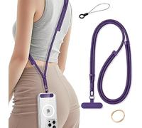 Casecret Cordon Telephone Portable Tour de Cou Universelle avec Patch Collier de Longe Porte-clés Sangles réglables en Nylon pour iPhone 17 Pro 16 15 Samsung Sport, Voyage, Outdoor Homme Femme Violet