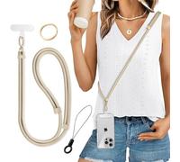 Casecret Cordon Telephone Portable Tour de Cou Universelle avec Patch Collier de Longe Porte-clés Sangles réglables en Nylon pour iPhone 17 Pro 16 Samsung Sport, Voyage, Outdoor Homme Femme Chameau