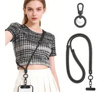 Casecret Cordon Telephone Portable Tour de Cou Universelle Sangle Téléphone Anti-Chute avec Anneau Love Amovible Clip Acier Inox Collier Réglables pour iPhone 17 Pro Samsung Cyclisme Photo Appels Noir
