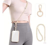 Casecret Cordon Telephone Portable Tour de Cou Universelle Sangle Téléphone Anti-Chute avec Anneau Love Amovible Clip Acier INOX Collier Réglables pour iPhone 17 Samsung Cyclisme Photo Appels Beige