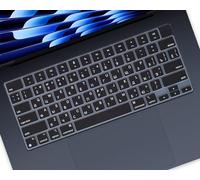 CASEDAO Protection de clavier silicone noir compatible avec MacBook Air 15,3" M2 A2941 2023 et MacBook Air 13,6" A2681 M2 pour russe et anglais