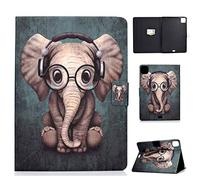 CaseFun Coque pour iPad Pro 11 2020 L'éléphant Housse Etui de Protection en Cuir PU Case Cover Magnétique avec Fonction de Support