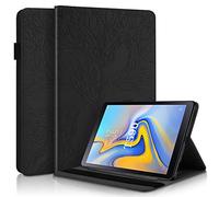 CaseFun Coque pour Samsung Galaxy Tab A 10,5 2018 SM-T590/SM-T595 Motif Arbre de la Vie PU Cuir Flip Housse Étui Portefeuille Cover Case avec TPU Silicone Carte de Slot, Noir
