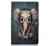 CaseFun Coque pour Samsung Tab A 10.5, Ultra Slim PU Cuir Housse de Protection Flip Case Cover avec Stand pour Galaxy A 10.5 Pouces SM-T590/SM-T595 l'éléphant