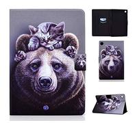 CaseFun Étui pour Tablette Lenovo Tab M10 Plus 10.3 Étui de Protection en Cuir Folio Slim léger avec Support à Rabat Porte-Cartes Lenovo Tab M10 FHD Plus Étui TB-X606F 10.3 (Chat et Ours)