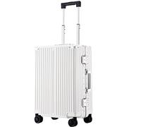 CASEGO Cadre en Aluminium Bagages Roue de Frein épaissie 24 Pouces Grande capacité muet Roue Universelle Serrure à Combinaison Valise de Chariot de Voyage (White 24 inches)