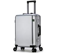 CASEGO Valise de Chariot à Cadre en Aluminium 24 Pouces Roue Universelle de Grande capacité matériau PC Anti-Rayures et résistant à l'usure Caisse d'embarquement (Silver 22 inch)