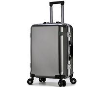 CASEGO Valise de Chariot à Cadre en Aluminium 24 Pouces Roue Universelle de Grande capacité matériau PC Anti-Rayures et résistant à l'usure Caisse d'embarquement (Grey 22 inch)