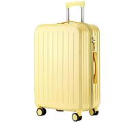 CASEGO Valise de Grande capacité de 28 Pouces avec Porte-gobelet, Serrure à Code de Roue Universelle silencieuse, Chariot rétractable, Valise Unisexe (Yellow 24 inch)
