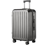 CASEGO Valise de Grande capacité de 28 Pouces avec Porte-gobelet, Serrure à Code de Roue Universelle silencieuse, Chariot rétractable, Valise Unisexe (Dark Gray 26 inch)