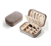 CASEGRACE Boîte à bijoux de voyage en velours pelucheux, étui à bijoux portable pour femmes et filles, boîte de présentation à bijoux double couche pour collier, boucles d'oreilles, bagues, bracelets,