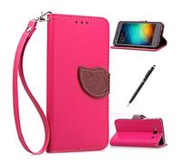 CaseHome Compatible for Xiaomi Rotmi Mi 2A Lederoptik PU Leder Hülle Nature Blatt Etui PU-Leder Brieftasche Flip Hüllen Magnetverschluss Standfunktion Folio Tasche Schutzhülle(Rosa Color)