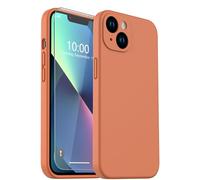 CASELIVE Coque pour iPhone 13, coque en silicone liquide avec protection d'écran en verre trempé, coque intégrale antichoc et anti-rayures en microfibre pour iPhone 13 de 6,1" (orange)