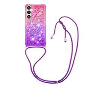 CaseLover Coque avec Cordon pour Samsung Galaxy S25 Plus, Ultra Mince Liquide Paillette Silicone Étui de Cellulaire Corde avec Réglable Collier Téléphone Chaîne Housse pour S25 Plus 5G, Rose-Mauve