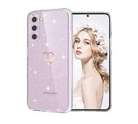 CaseLover Coque Compatible avec Samsung Galaxy S23 5G Glitter, Paillette Coque avec Motif Coeur d'amour Mignon Transparent TPU Silicone Shock-Absorption Sparkle Housse Étui pour Samsung S23 5G, B