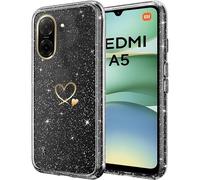 CaseLover Coque Compatible avec Xiaomi Redmi A5 4G Glitter, Paillette Coque avec Motif Coeur d'amour Mignon Transparent TPU Silicone Shock-Absorption Sparkle Housse Étui pour Redmi A5 4G, Clear B