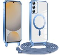 CaseLover Coque magnétique pour Samsung Galaxy A54 5G avec cordon, étui avec cordon de serrage réglable souple TPU silicone Case antichoc transparente protection coque pour Samsung A54 5G, bleu