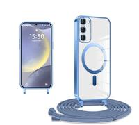 CaseLover Coque magnétique pour Samsung Galaxy S20 FE 4G/5G avec lanière, étui avec cordon de serrage réglable souple TPU silicone case antichoc transparente protection coque pour S20 FE 5G, bleu