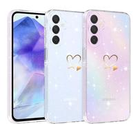 CaseLover Coque pour Samsung Galaxy A35 5G Glitter, Paillette Coque avec Motif Coeur d'amour Mignon Transparent TPU Silicone Case Shock-Absorption Sparkle Housse Étui pour Samsung A35 5G, Clear B