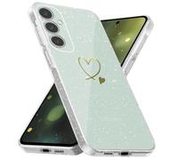 CaseLover Coque pour Samsung Galaxy S25 5G Glitter, Paillette Coque avec Motif Coeur d'amour Mignon Transparent TPU Silicone Shock-Absorption Sparkle Housse Étui pour Samsung Galaxy S25, Clear B