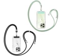 CaseLover Lot de 2 cordons universels pour téléphone portable - Avec patch - Amovible et réglable - Pour toutes les coques standard pour iPhone, Samsung, Google - Noir et vert menthe