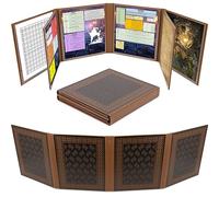 CASEMATIX DM Écran en Faux Cuir à 8 Panneaux Deluxe GM - Écran Pliable en Huit Panneaux pour Dungeon Master avec 2 Panneaux Basculants et Pochettes Effaçables à l'Eau pour TTRPG, Inserts Non Inclus