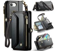 CaseMe Coque en Cuir pour iPhone 16e, Blocage RFID, Multifonctionnel, Fermeture Portefeuille en Cuir avec Fentes pour Carte, Support de Carte, Bandoulière Croisée pour Filles et Femmes