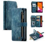 CaseMe Coque iPhone 1212 Pro Magnetique Antichoc Etui Portefeuille 2-en-1 avec Stand Amovible TPU Vegan Fin Bleu