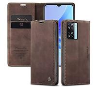 Caseme Coque pour Oppo A57S/A57 2022/A77 5G/RealmeV23,Etui Protection Housse Premium en Cuir PU, [Emplacements Cartes], Pochette Flip Case - Café