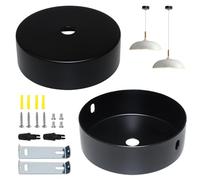 Casenly 2 Pièces Auvent de Plafond, Auvent pour Lustre Noir, 100x20 mm Lampe à Baldaquin avec Accessoire d’Installation Cache Fil pour Lustre Boîte de Jonction en Métal pour Salon, Couloir, Cuisine