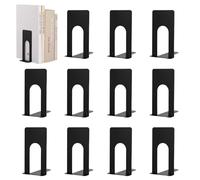 Casenly 6 Paires Serre Livre Metal, Cale Livre en Métal Noir, Bloc Livre pour Étagère, Bureau Rangement Livre pour Enfants, Maison, Bureau, Écoles