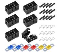 Casenly ANS Porte Fusible de Voiture, 6 Pièces Porte-Fusibles Midi Méga Fusibles 40A 50A 60A, Boîte à Fusibles avec 12 Bornes et 12 Tubes Thermorétractables pour Voitures Camions Véhicules SUV