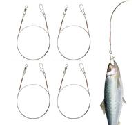 Casenly Lot de 4 Bas de Ligne en Acier Titane 7x7 en 18kg, Bas de Ligne de Pêche avec Émerillons Bas de Ligne en Titane, Bas de Ligne Carnassier Leaders de Pêche Rotation Flexible pour Brochet