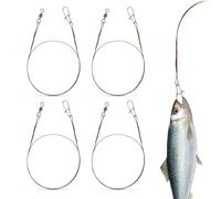 Casenly Lot de 4 Bas de Ligne en Acier Titane 7x7 en 30cm/18kg, Bas de Ligne de Pêche avec Émerillons, Bas de Ligne en Titane, Bas de Ligne Carnassier, Leaders de Pêche Rotation Flexible pour Brochet
