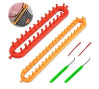 Casenly Machine à Tricoter, 2 Ensemble de Métiers à Tricoter Outils d'écharpe avec Aiguilles à Tricoters et Aiguilles à Crochet Tricotin Rectangulaire Convient pour Faire des Foulards